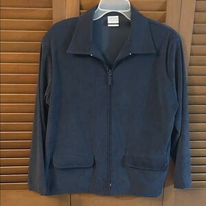 + EUC Women’s Deep Blue Zip Front Faux Suede Jacket